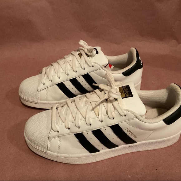 Men’s Adidas Superstar Athletic Shoes Size 9M Leather White - Picture 3 of 9